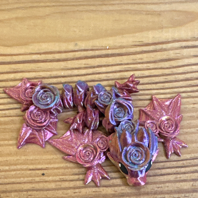 Tiny Dragon Roses rouge violet or + joyaux