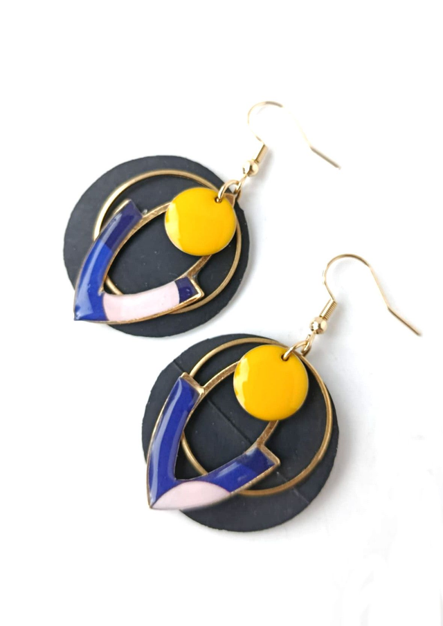 Boucles d'oreilles Upcyclées en Chambre à Air et Papier Recyclés - Géométriques