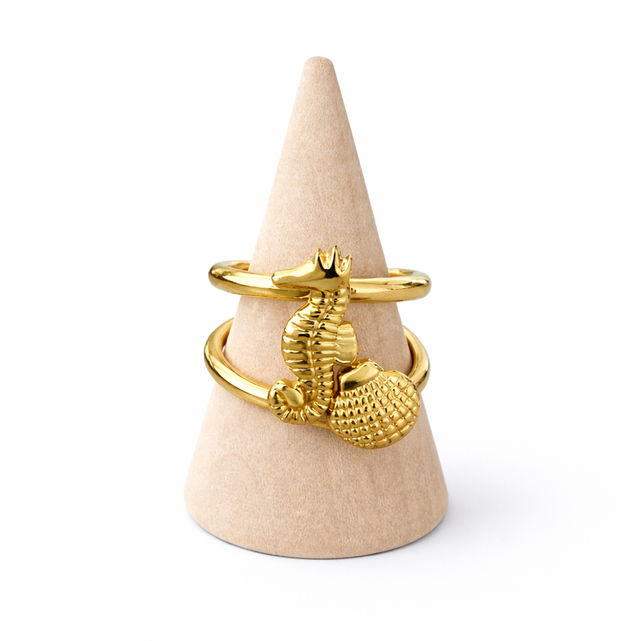 Anillo acero dorado marino 