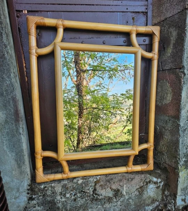 Grand miroir bambou années 70