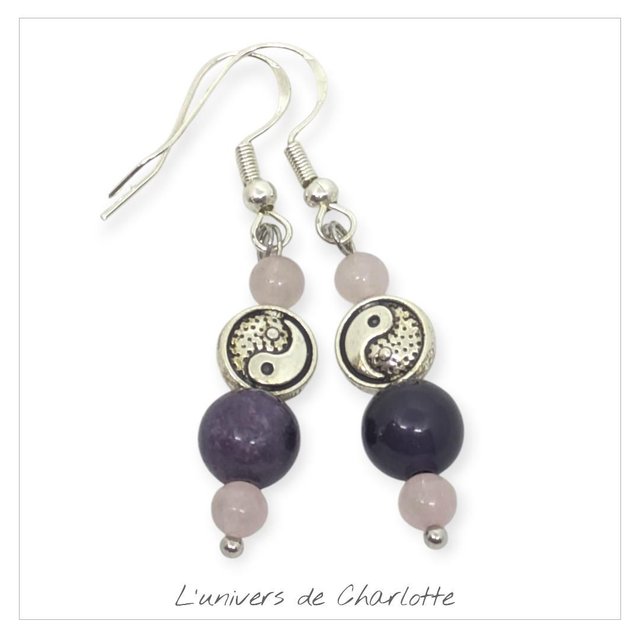 Boucles d'oreilles "Améthyste/Quartz rose" BO-016