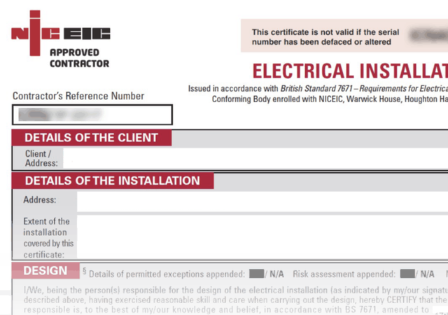 Electrical Report (EICR) 