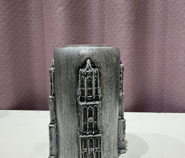 Domtoren waxinelichthouder rond (kleur zilver)