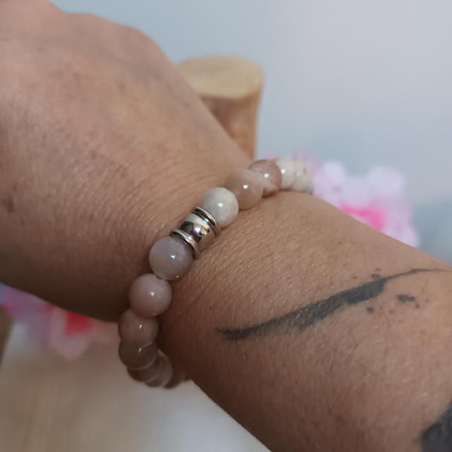 Bracelet pierre de lune rose 8mm