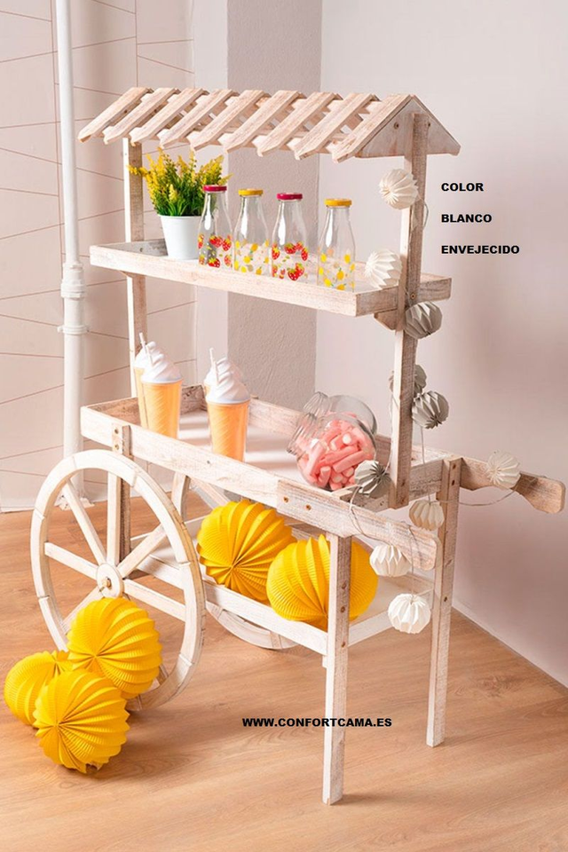 Carrito Candy Bar Madera Dins Envejecido