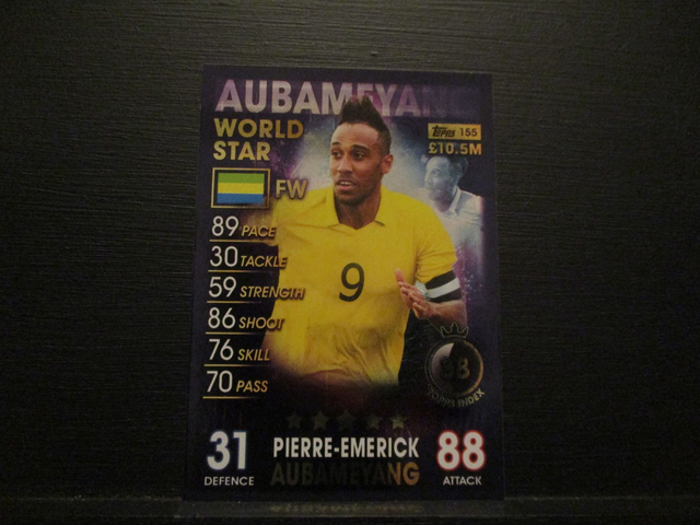 Pierre-Emerick Aubameyang - World Star Match Attax 101 Original Trading Card