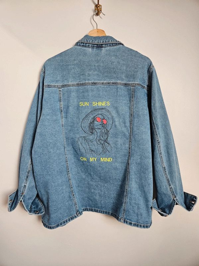 Veste en jean bleu "Sun shines on my mind" T.54