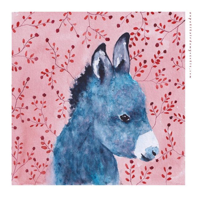 Carte postale Ane bleu