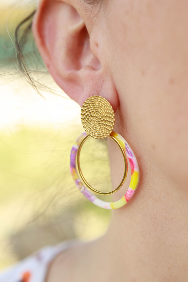 Boucles d'oreilles Créoles Collection Floraison Colorée
