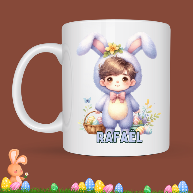 Mug de Pâques "petit garçon", prénom au choix  