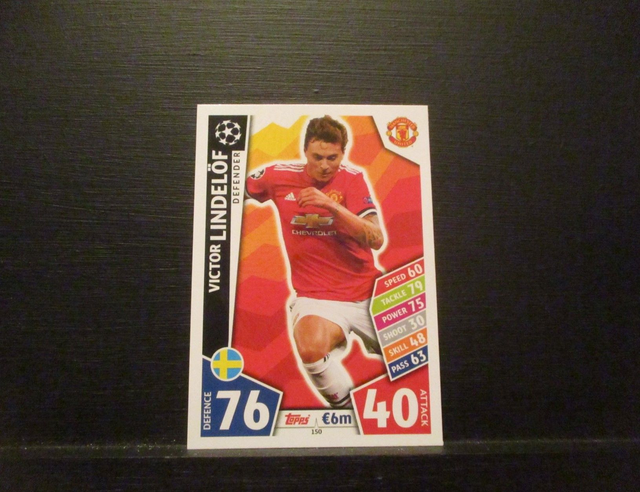 Victor Lindelof - UEFA Champions League Match Attax 2017/18 Original Trading Card #150
