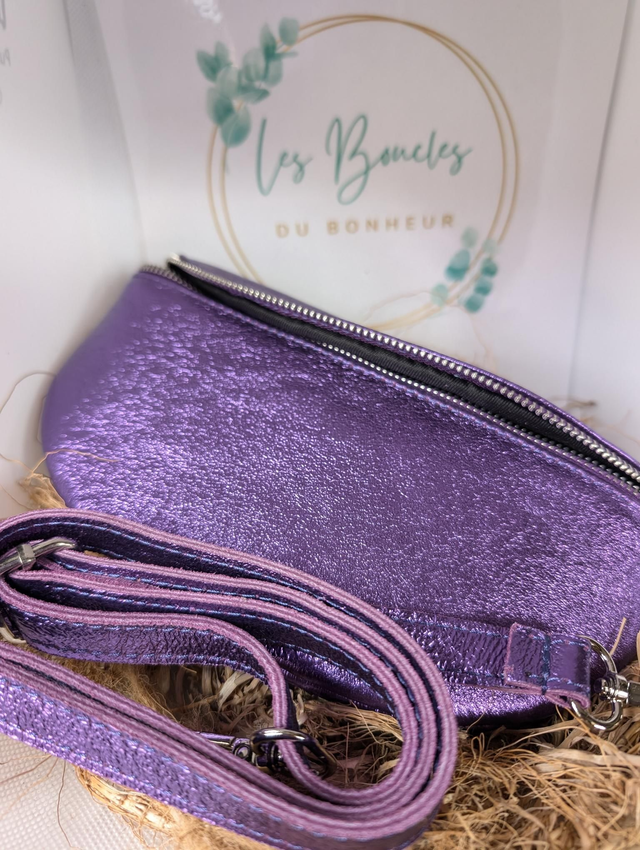 Sac banane violet irisé en cuir Louisa Lee 
