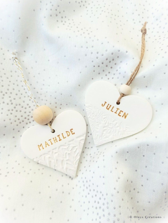 Ornement coeur en argile personnalisable