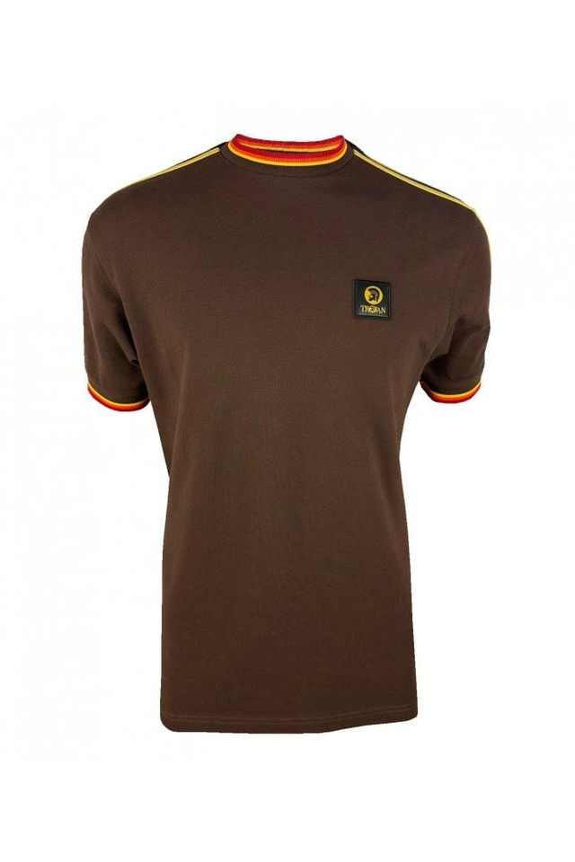Trojan TC-1042 Three Colour Tipped Pique Tee - Chocolate