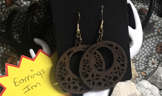 Brown Wood Dangling Earrings-SWDE80