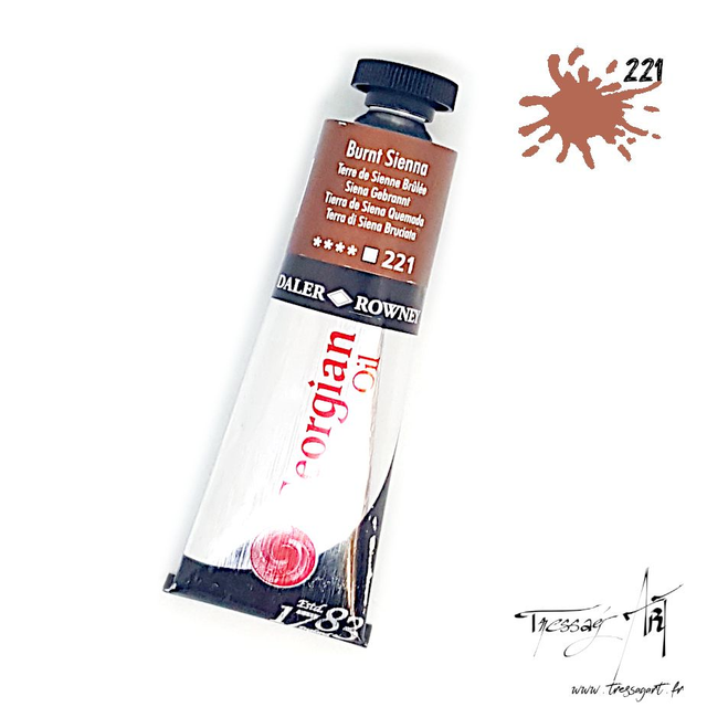 DALER ROWNEY - PEINTURE A L&#039;HUILE GEORGIAN 38mL - TERRE DE SIENNE BRULEE 221 - CA133221