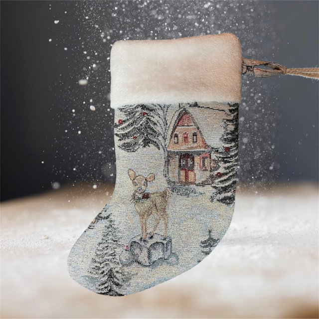 Chaussette de Noël en Toile Fil Doré