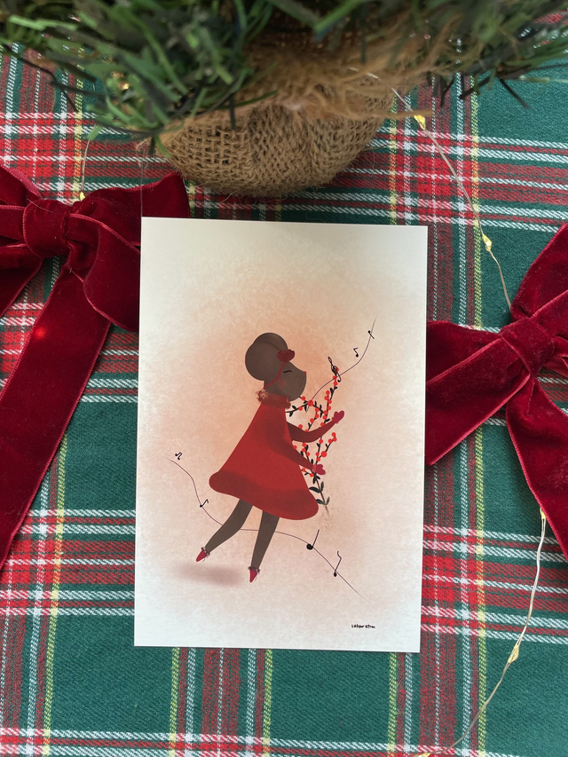 Carte de Noël - Souricette fait la fête 