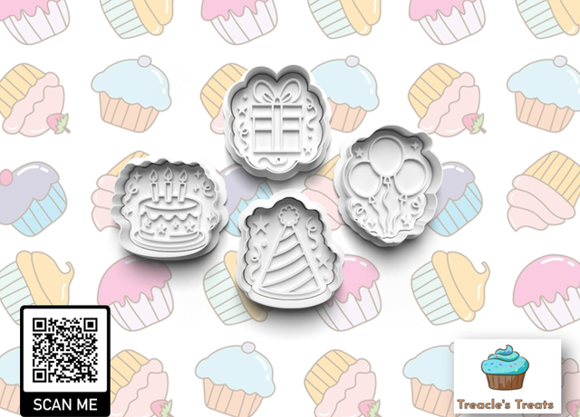 Happy Birthday Fondant/cookie stamps with cutters (Set 2)