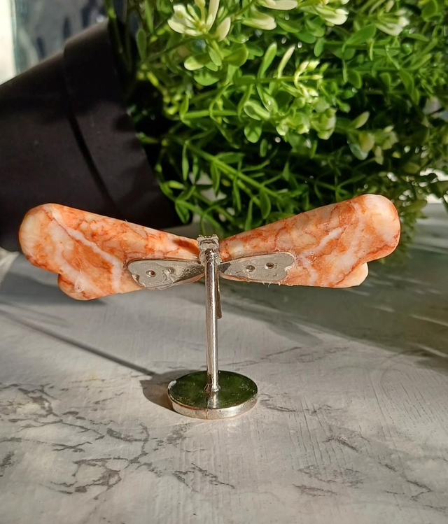 Red Vein Jasper Dragonfly on Stand