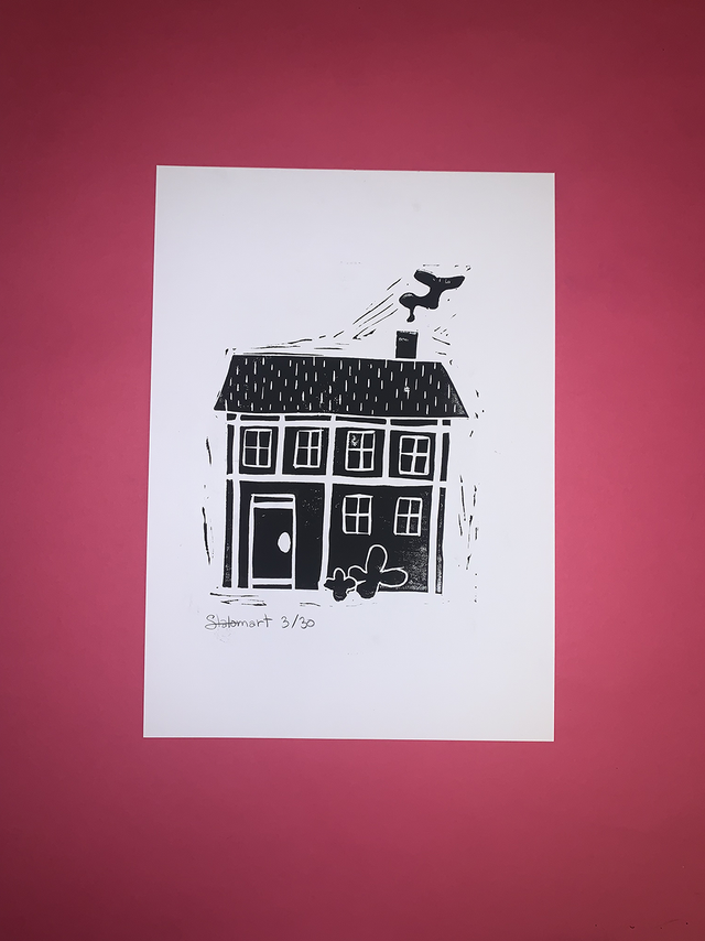 Linogravure A4 édition limitée « La maison »