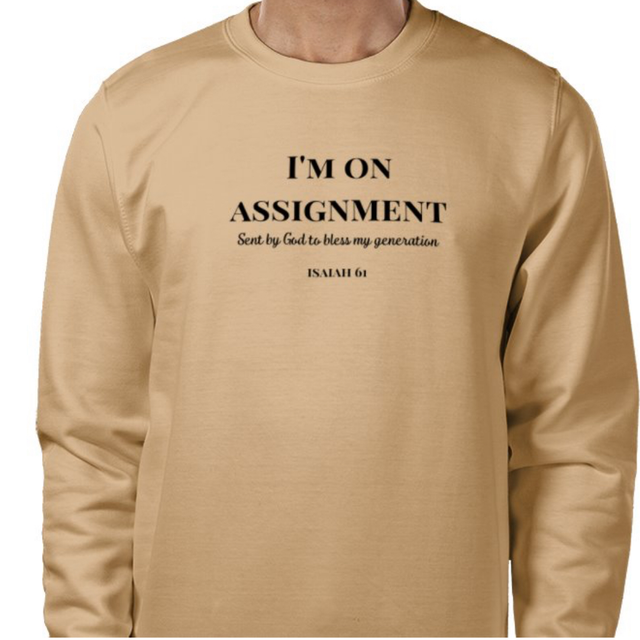 Embroidered camel sweatshirt-On Assignment |Christian faith apparel for men and women