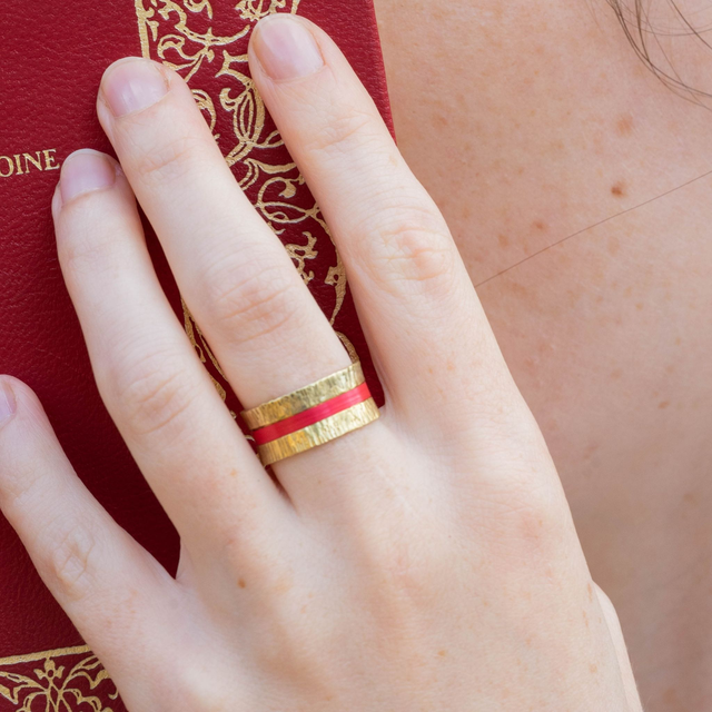 Bague Telluris - Doré, rouge