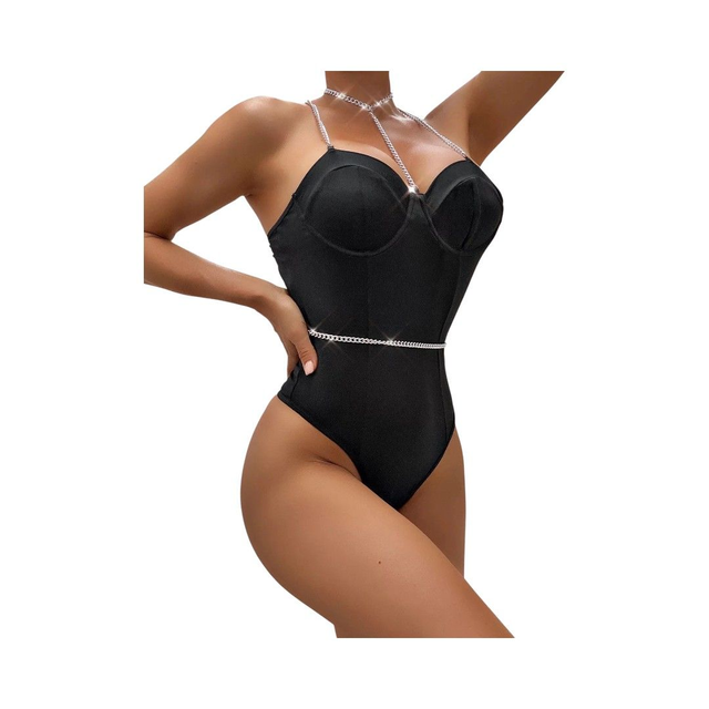 Body Negro con Tirantes de Cadenas Vicky Talla Única