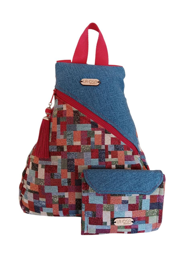 Conjunto Mochila Mini y Cartera Geómetrico
