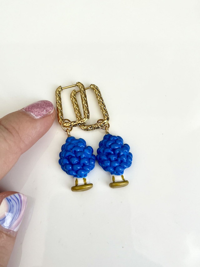 Orecchini a Cerchio con Pigne Siciliane - Blu