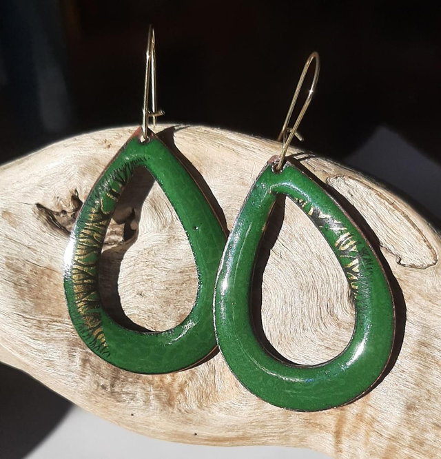 Boucles d'oreilles Gouttes Vertes "Anemone"