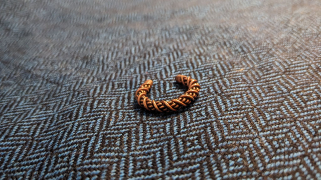 Chunky reverse twist spiral copper ring