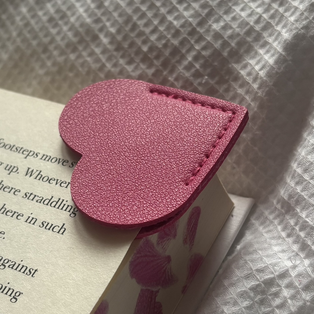Personalised Leather Heart Bookmark | Hot Pink | Engraved