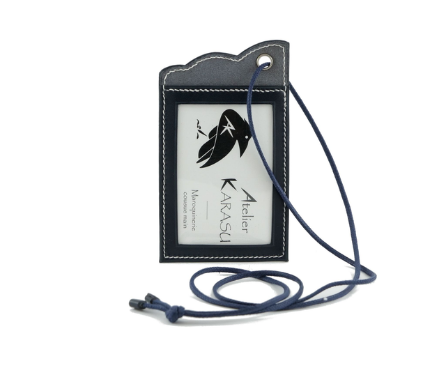 Porte-Badges MIRU Bleu Nuit Fil Blanc