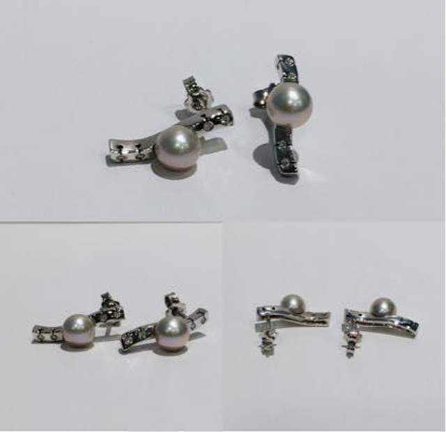 ORECCHINI ORO BIANCO PERLE GRIGIO e DIAMANTI