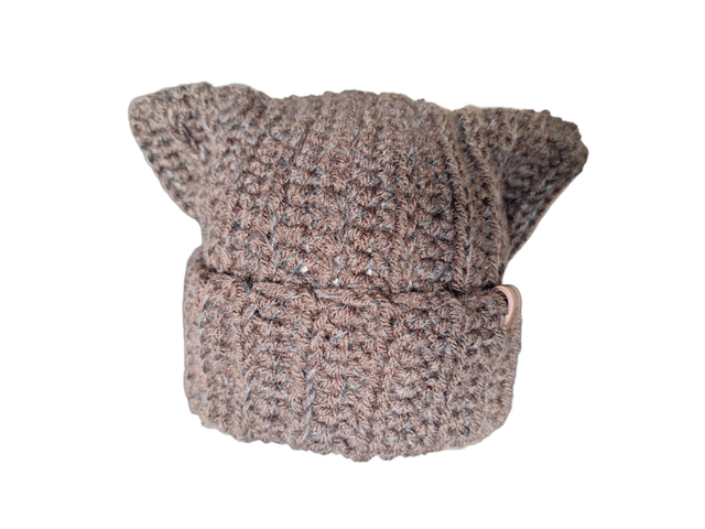Catbeanie Braun - Gehäkelte Mütze, Katzenmütze, Mütze mit Katzenohren, Unikat, handmade - Einzelstück