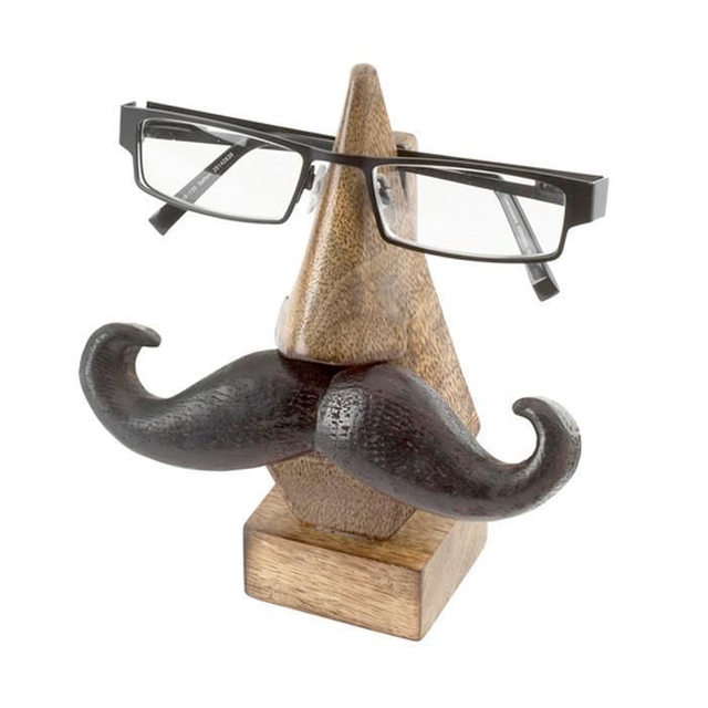 Wooden Moustache Glasses Stand