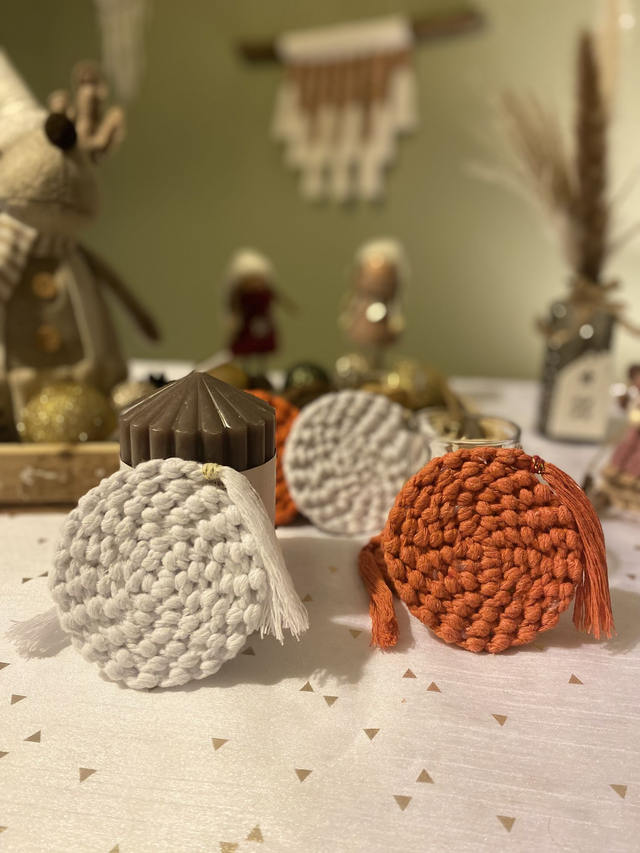 SUPPORT BOUGIE macramé