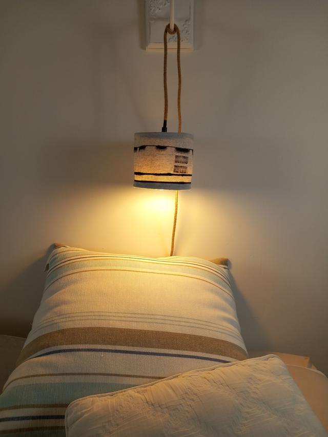 Abat-jour lampe baladeuse en lin naturel peint à la main diamètre 15 cm