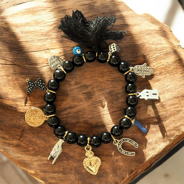 Bracciale multicharms nero 26NG-22