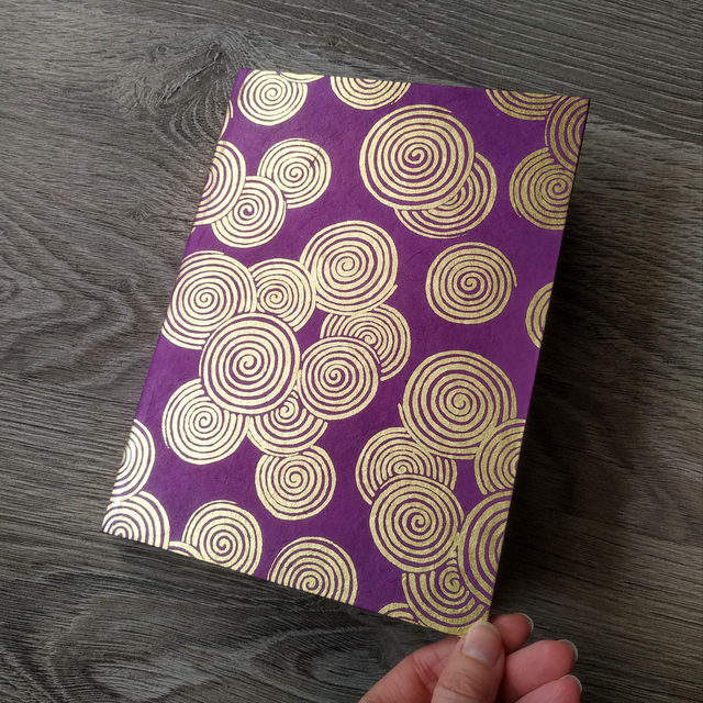 Carnet Lokta Spirales Violet &amp; Or