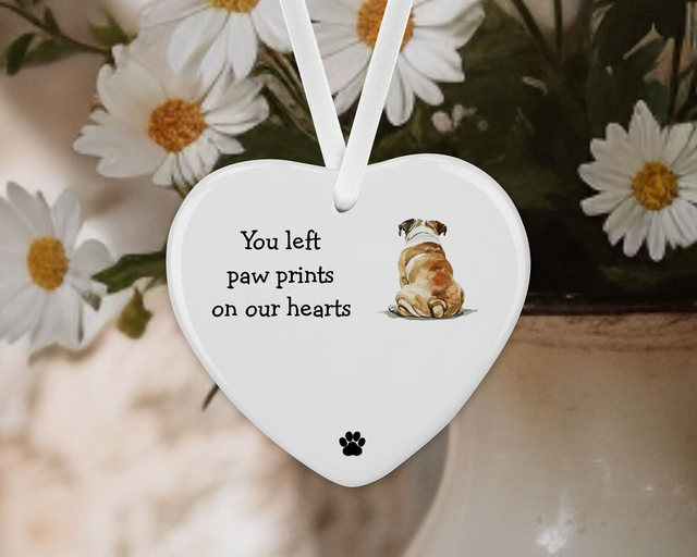 "Bulldog"  Personalised Pet Memorial Ceramic Heart  