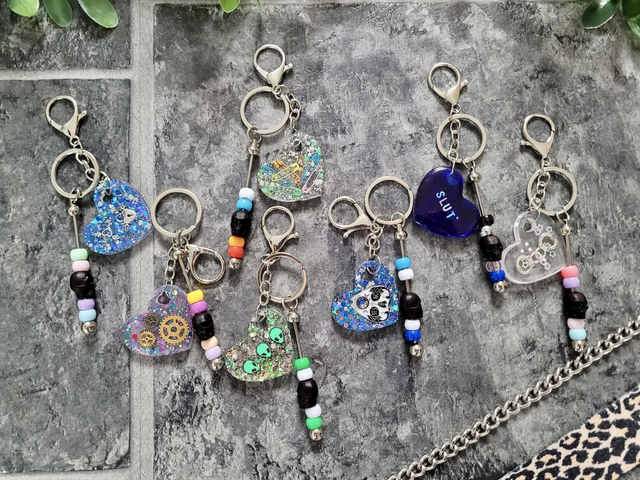 Beaded Heart Keyrings - Various Keychains