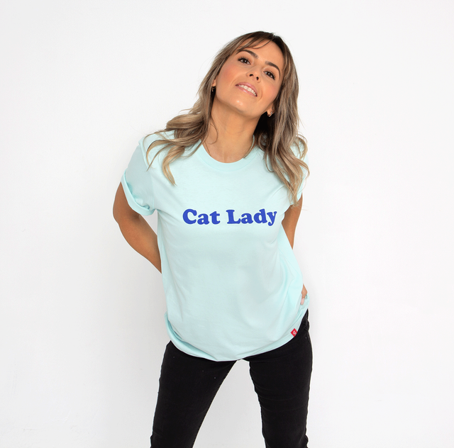 Camiseta azul mujer modelo Cat Lady