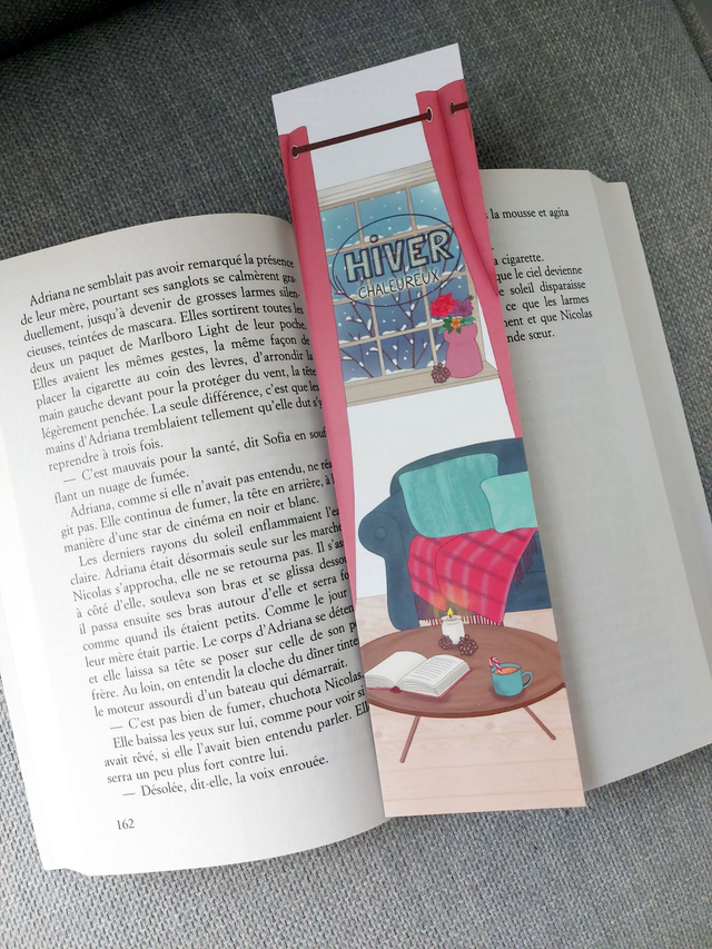 Marque page illustré "Hiver chaleureux" | Papeterie colorée et poétique