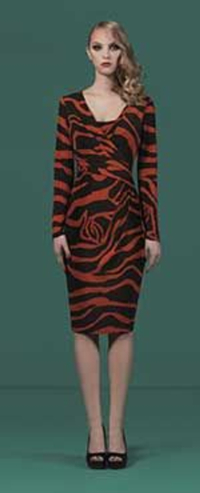 Michaela Louisa oranssinsävyinen mekko pitkällä hihalla, kietaisutyyppinen - arkeen ja juhlaan