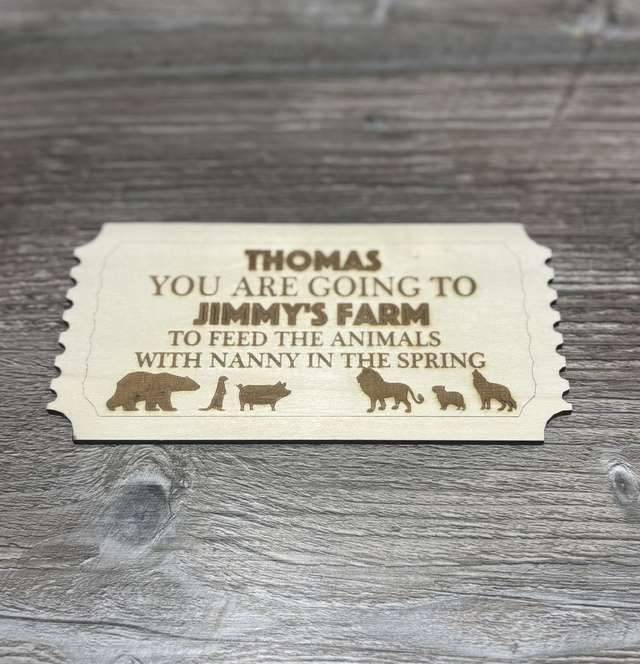 Personalised Wooden Ticket Keepsake – Custom Engraved Gift