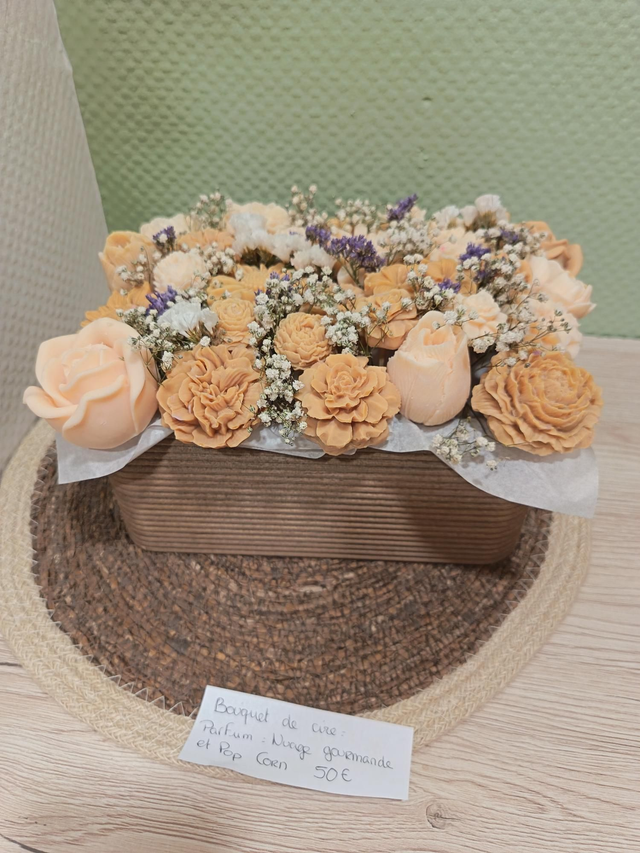 Composition florale rectangulaire Nuage gourmand &amp; Pop corn