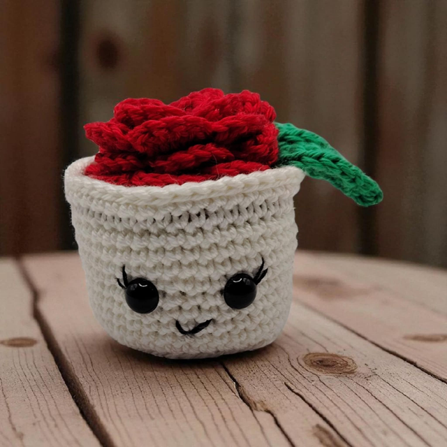 Amigurmis Pot avec rose