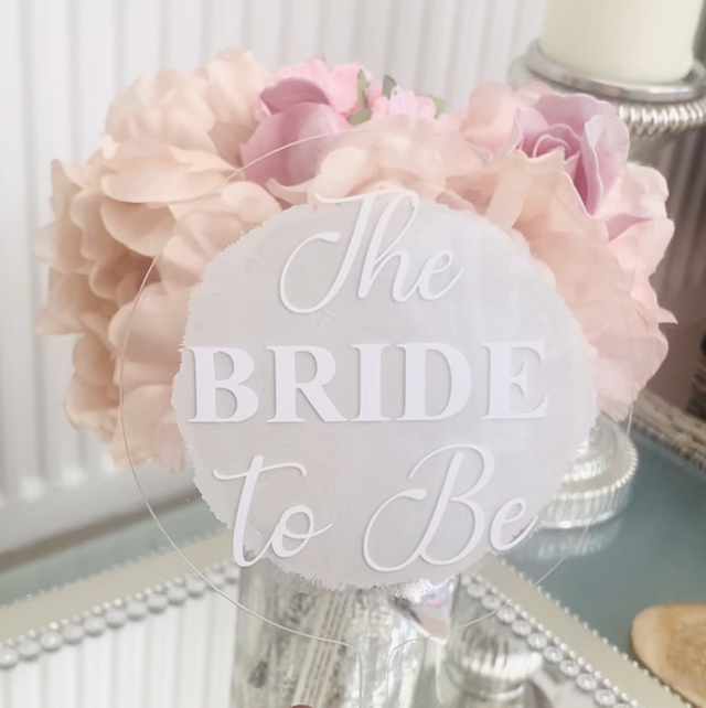 Bride to Be Acrylic Cake Topper Pearl Grey